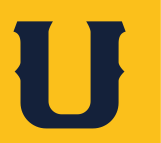 University School lettermark U, blue on gold variant, cell 60