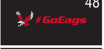 Eagle head with #GoEags, horizontal, black background variant, cell 48