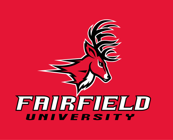 Fairfield University logo, white/black on red variant, cell 5