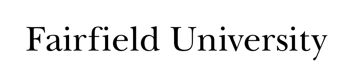Fairfield University wordmark, horizontal, black variant, cell 73