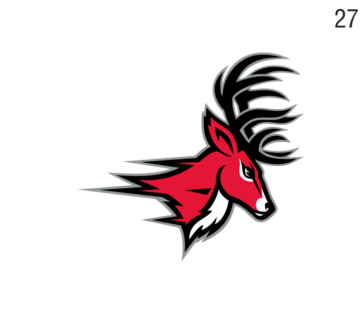 Stag head mascot, full color on white variant, cell 27