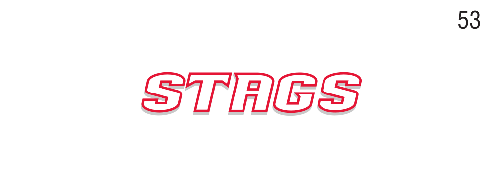 Stags wordmark, white with red outline on white variant, cell 53