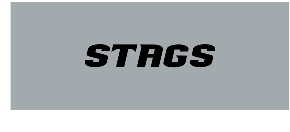 Stags wordmark, solid black on grey variant, cell 58