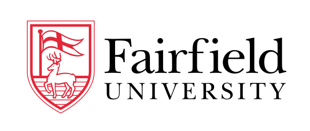 Fairfield University logo, horizontal, red/black variant, cell 64