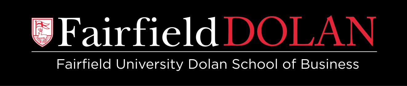 Dolan School, horizontal lockup, black background variant, cell 89
