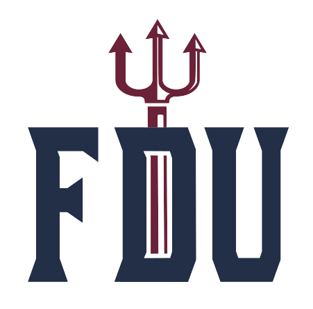 FDU wordmark with pitchfork, navy on white variant, cell 51
