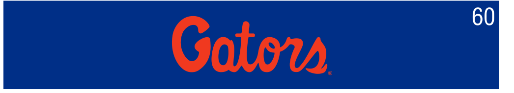 Gators script, orange on blue variant, cell 60