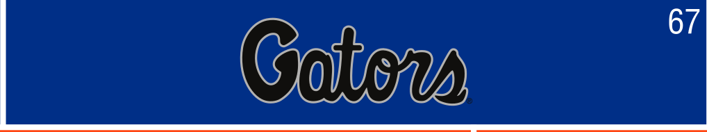 Gators script, black on blue variant, cell 67