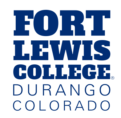 Fort Lewis College wordmark, stacked bold with tagline, blue variant, cell 88