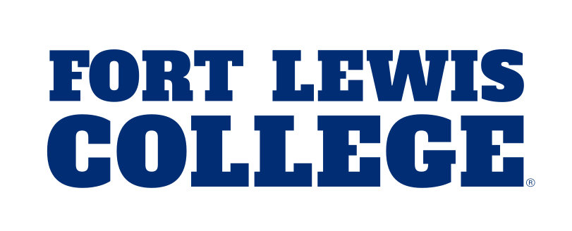 Fort Lewis College wordmark, large stacked bold, blue variant, cell 90