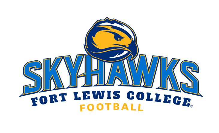 Skyhawks mascot head with wordmark and sport name, color, Football variant, cell 46