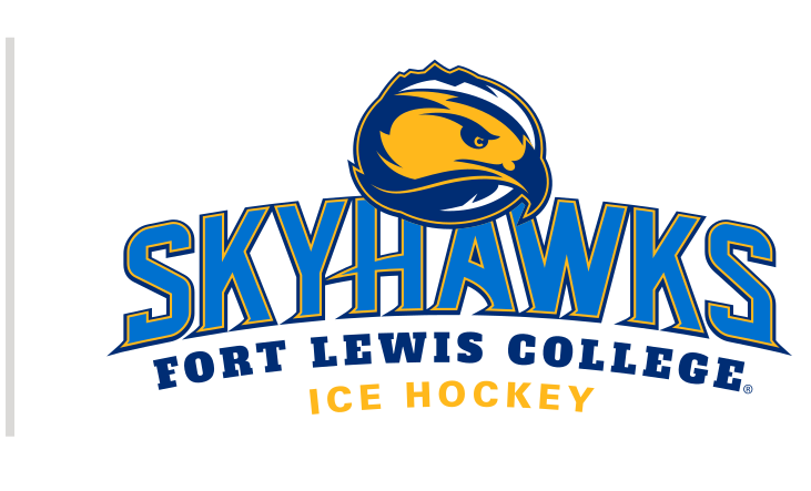 Skyhawks mascot head with wordmark and sport name, color, Ice Hockey variant, cell 50