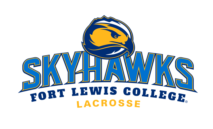 Skyhawks mascot head with wordmark and sport name, color, Lacrosse variant, cell 52