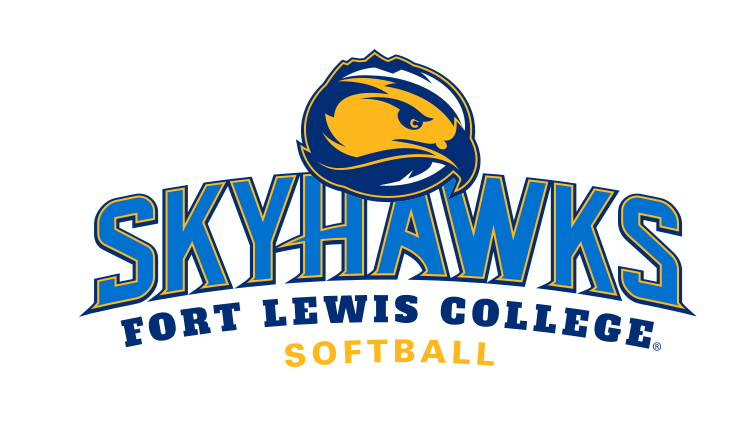Skyhawks mascot head with wordmark and sport name, color, Softball variant, cell 60