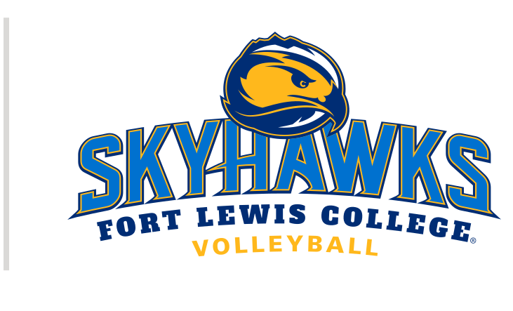 Skyhawks mascot head with wordmark and sport name, color, Volleyball variant, cell 68