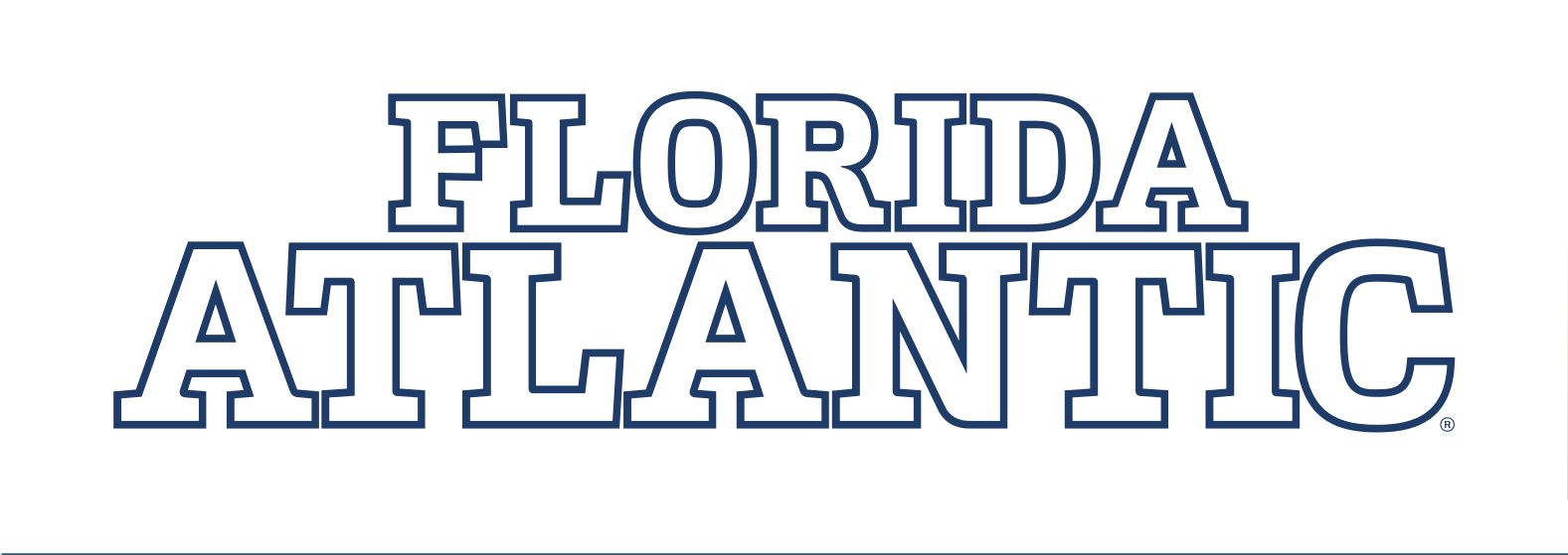 Florida Atlantic wordmark, navy outline variant, cell 7