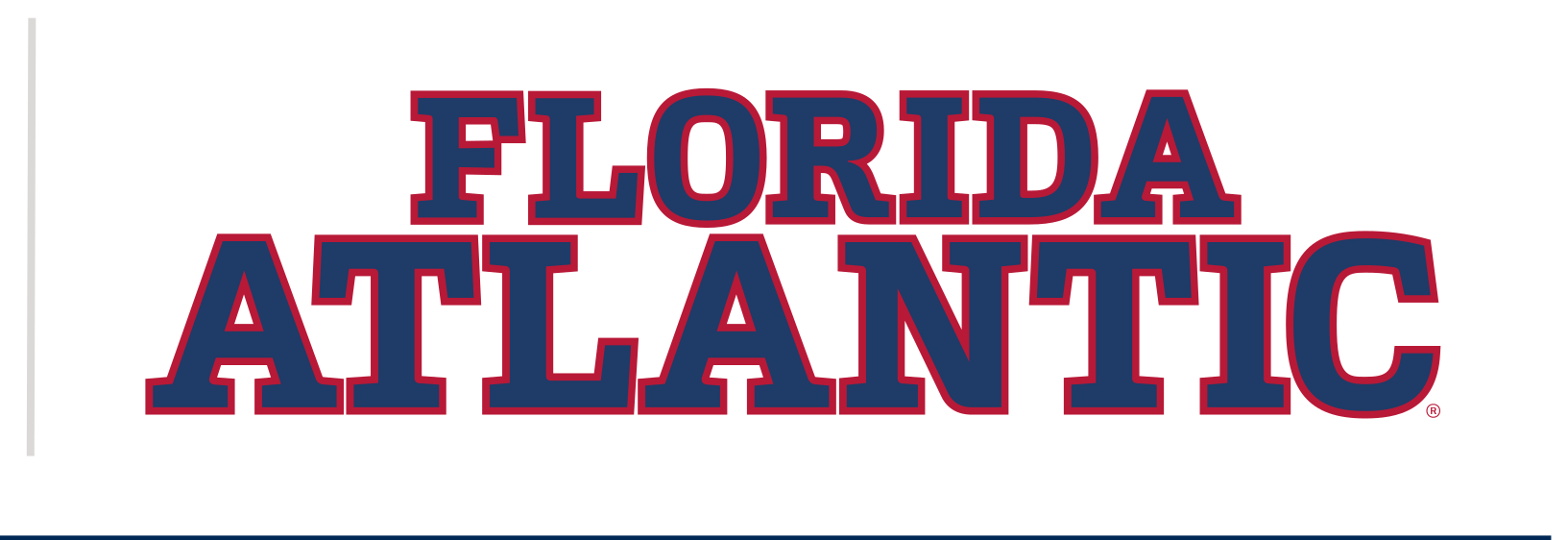 Florida Atlantic wordmark, navy and red solid variant, cell 9