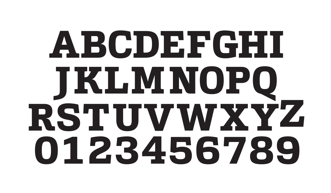 Collegiate Font, black variant, cell 56