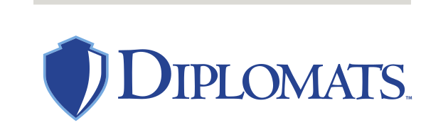 Diplomats wordmark with shield, blue variant, cell 25