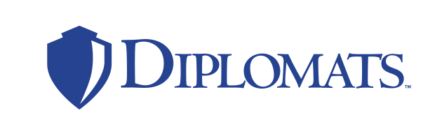 Diplomats wordmark with shield, blue variant, cell 29