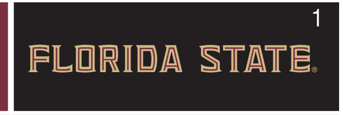 FLORIDA STATE wordmark, garnet/gold on black variant, cell 16