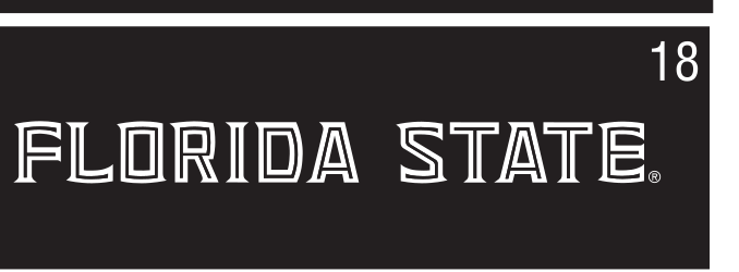 FLORIDA STATE wordmark, white/black on black variant, cell 18