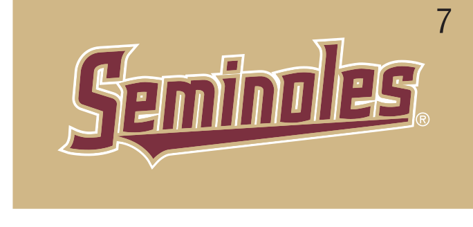 Seminoles wordmark, garnet/gold on gold variant, cell 72
