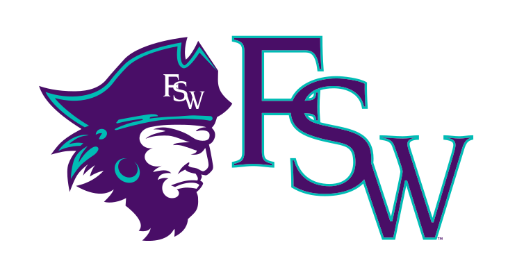 mascot head and FSW lettermark, full color variant, cell 14