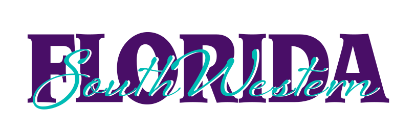 Florida SouthWestern wordmark, full color variant, cell 27