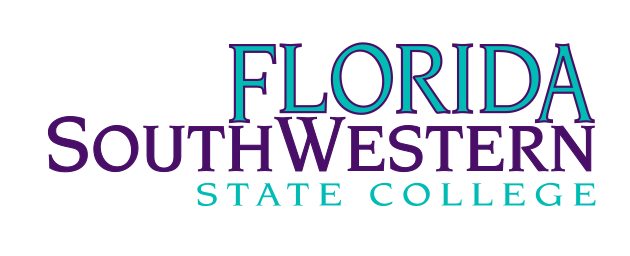 Florida SouthWestern State College, wordmark purple/teal variant, cell 56