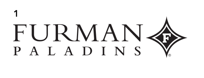 Furman Paladins Wordmark with Diamond F, black on white variant, cell 11