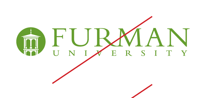 Furman University logo, unacceptable usage - off-brand color green variant