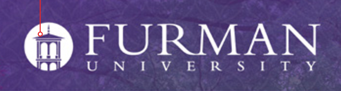 Furman University logo, white on purple background variant