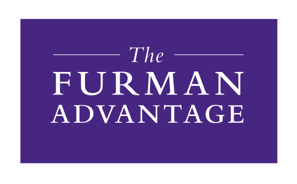 The Furman Advantage Logo, white on purple variant