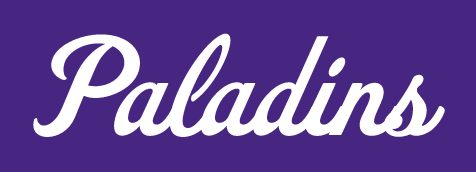 Paladins wordmark, Fenway Park script, white on purple variant