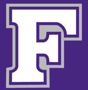 F lettermark, Furman Diamond F, white with double outline on purple variant