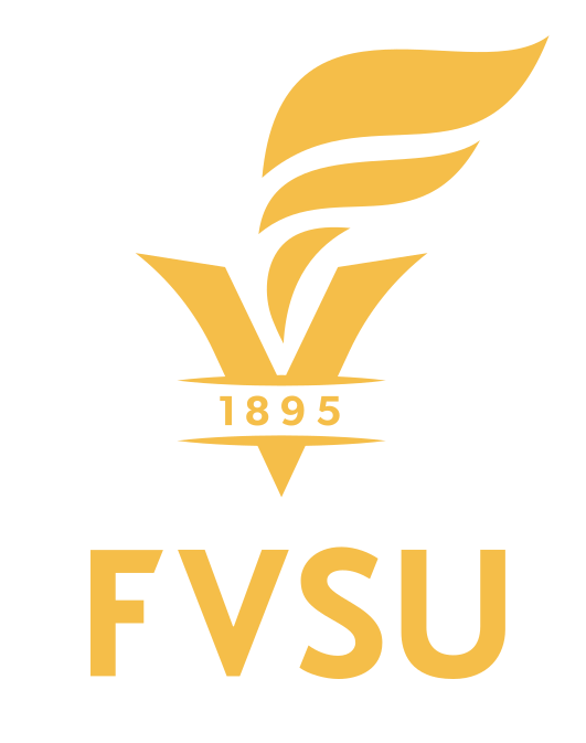 vertical torch logo with FVSU wordmark, gold variant, cell 60