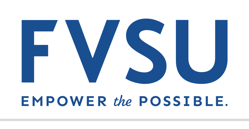 FVSU wordmark with tagline, blue and gold variant, cell 63