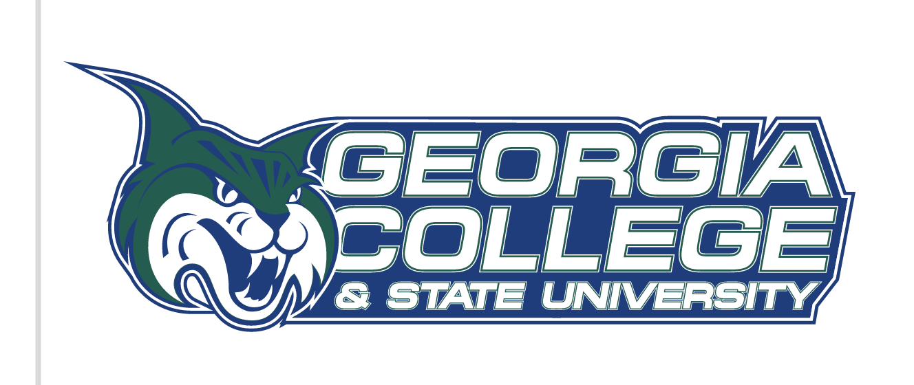 bobcat head with Georgia College & State University wordmark, full color variant, cell 23