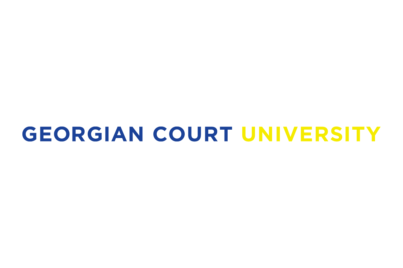 Georgian Court University wordmark, horizontal, blue/gold variant, cell 3