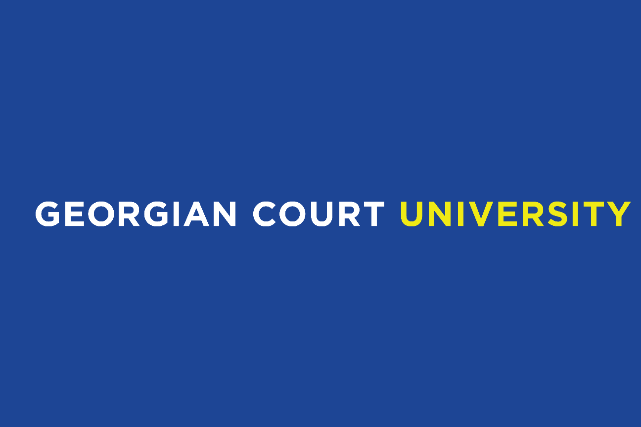 Georgian Court University wordmark, horizontal, white/gold variant, cell 6