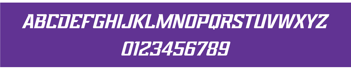 Grand Canyon University font system, white on purple italic variant, cell 6