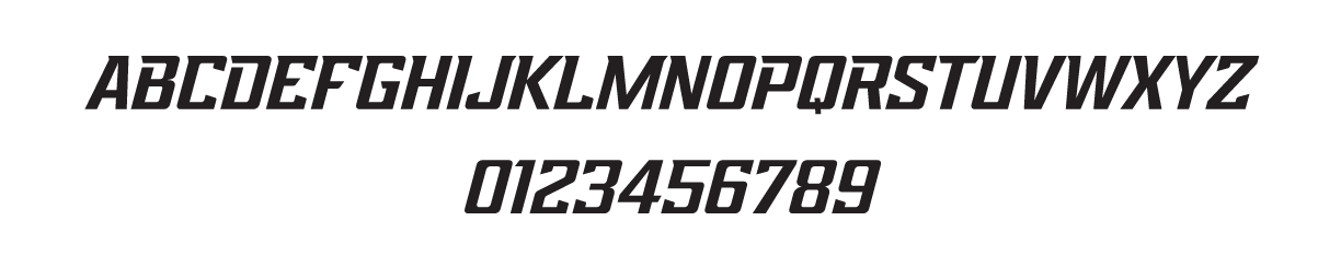 Grand Canyon University font system, black italic variant, cell 7