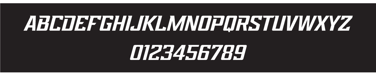 Grand Canyon University font system, white on black italic variant, cell 8