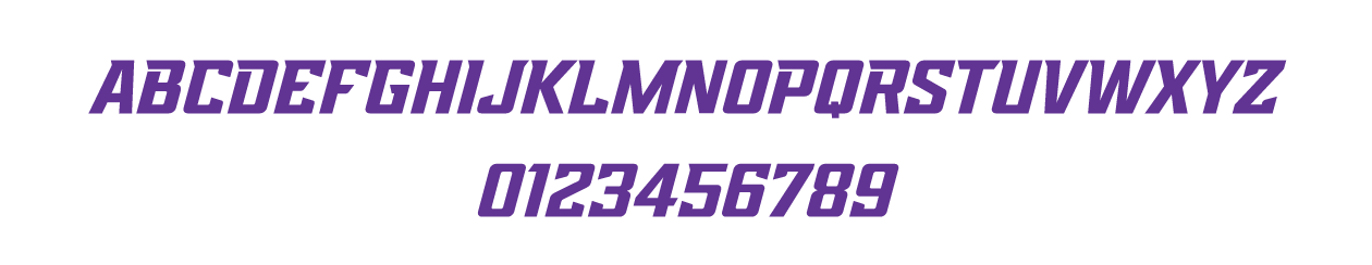 Grand Canyon University font system, purple bold italic variant, cell 13
