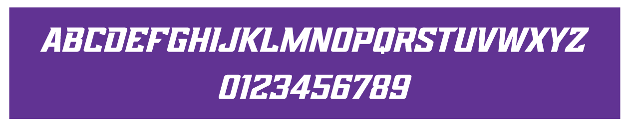 Grand Canyon University font system, white on purple bold italic variant, cell 14