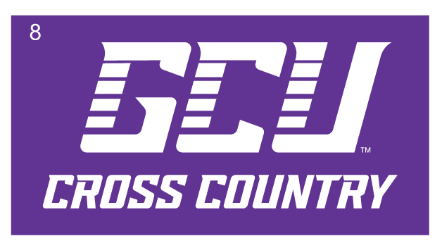 GCU Cross Country, white on purple variant, cell 18