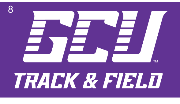 GCU Track & Field, white on purple variant, cell 18