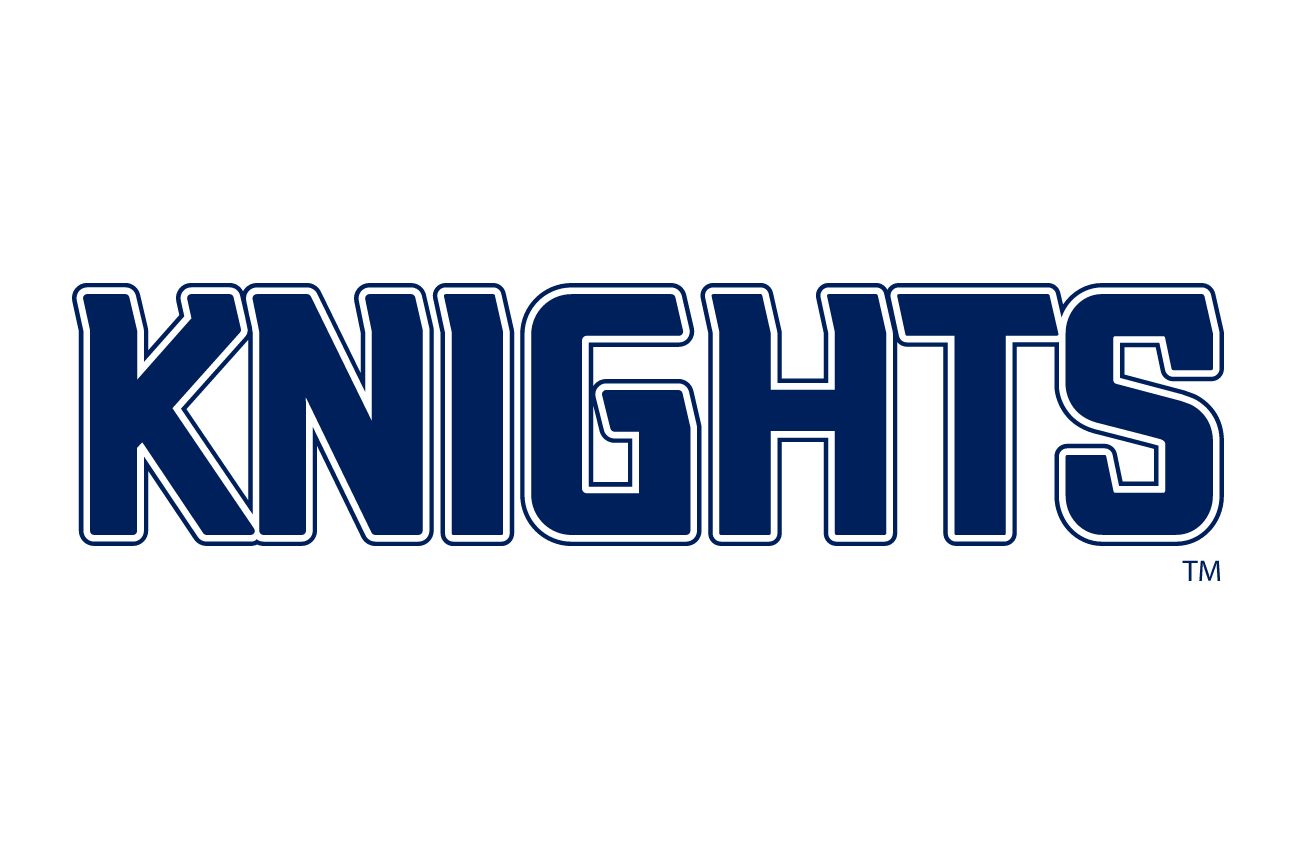KNIGHTS wordmark, navy with light blue outline variant, cell 133
