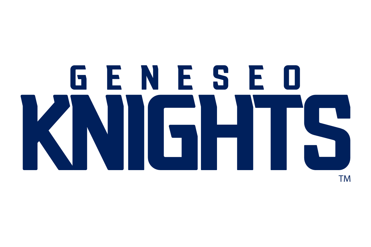 GENESEO KNIGHTS stacked wordmark, navy with white and light blue outline variant, cell 138